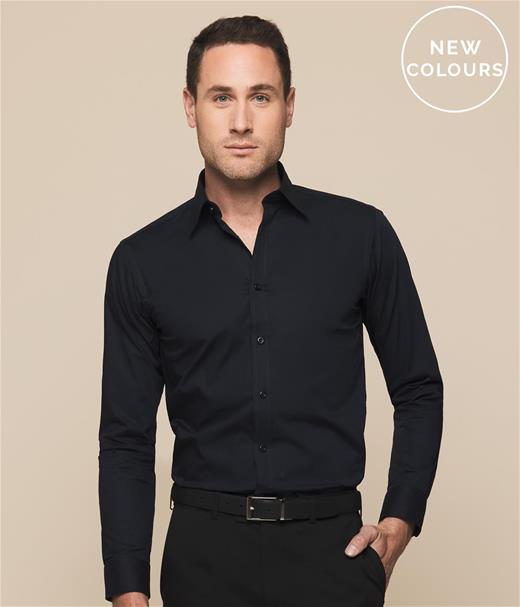 Slim Textured Long-Sleeve Shirt - Navy, Shirts